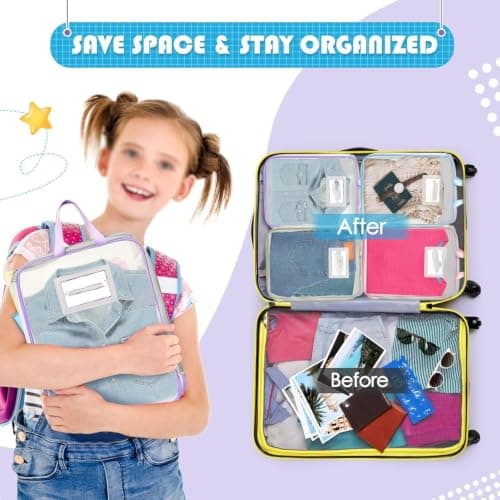 DSUFGNWINFS 7pcs Packing Cubes, travel on different days of the week, Travel Luggage Organizer Storage Bags, with Label Stickers, for Clothes Books & Small Items Organization — view 3