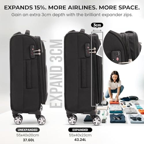Aerolite 55x40x20 Expandable 8 Wheel Ryanair Priority Cabin Suitcase — view 3