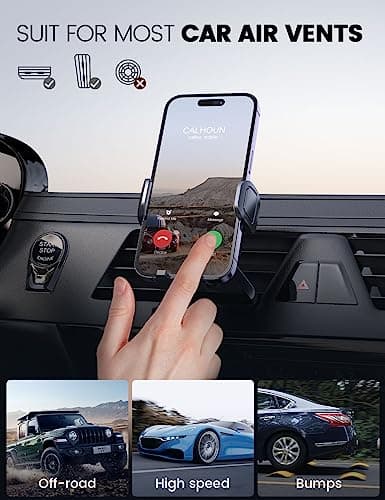 Pnitri Car Phone Holder, Air Vent Protective Car Phone Mount - Hook Clip & Legs Double Support Stable Universal Mobile Phone Mount Cradle Compatible with iPhone 17 16/Galaxy S25/Huawei (4.0-7.0 Inch) — view 6