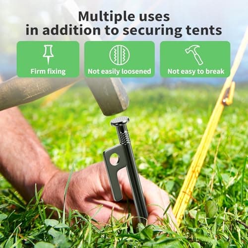 Forever Speed 8pcs Steel Tent Pegs with Storage Bag,30cm Heavy Duty Tent Pegs,Ground Pegs Camping Pegs for Hard Lands,Woods,Lawns,Awning Pegs for Outdoor Camping,Hiking,Backpacking — view 4