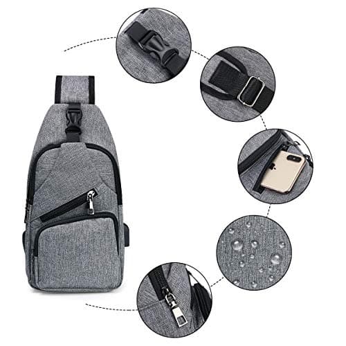 flintronic Sling Bag, Chest Bag with USB Charging Port, Men Women Lightweight Crossbody for Hiking,Cycling, Traveling (Include 1*USB Cable) — view 6