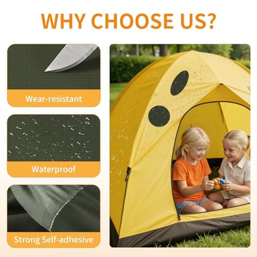 Self-Adhesive Nylon Tent Repair Kit Patches, 51PCS Waterproof Fabric Repair Tape for Camping Gear, Sleeping Bag - No-Sew Instant Invisible Patches for Clothing, Down Jacket, Puffer Coats (Army Green) — view 3