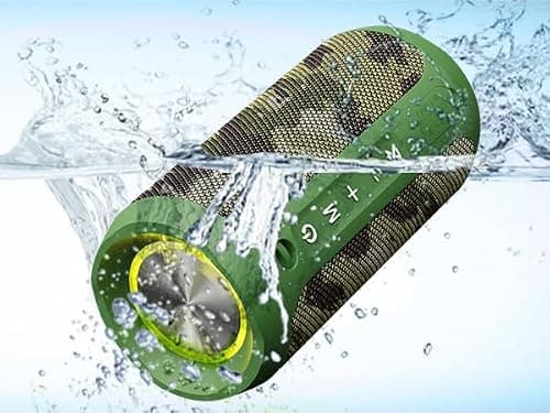 EDUPLINK Bluetooth Speaker, Portable Wireless Speakers, Waterproof IPX7 Speaker, TWS Pairing Stereo, Long Playtime for Home, Travel, Camo — view 5