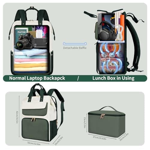 BERTASCHE Lunch Backpack for Women, Laptop Backpack with Lunch Compartment — view 2