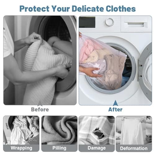 2 Pack XL Large Mesh Laundry Bags with Zips, 50 x 60 CM, White — view 6