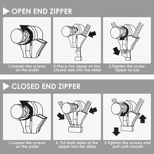 12 Pack 3 Sizes No Sew Zipper Slider Puller Repair Kit for Backpack Jackets — view 6