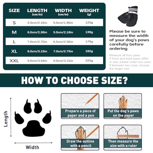 Dricar Dog Shoes, Set of 4 Dog Boots for Injured Paws, Waterproof Anti Slip Dogs Shoes for Walking, Paw Protectors with Reflective Straps for Small Medium Large Dogs (Black, L) — view 2