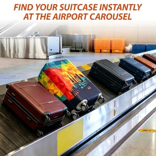 Sueving Luggage Covers for Suitcases, 26-28 Inches Elastic Large Suitcase Cover with Luggage Handle Wrap, Travel Luggage Cover for Business Trips, Holidays (Pattern 3, L) — view 3