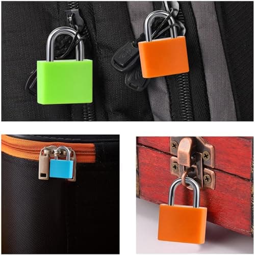 Suitcase Locks With Keys - Small Luggage Lock Padlocks for Suitcases, Gym Locker, Bag, Rucksack, School - Metal Color — view 3
