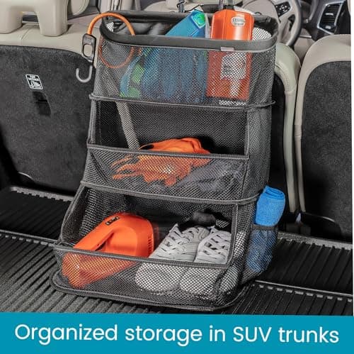 High Road CarCubby Car Storage Organizer - SUV Trunk Organizer, Passenger Seat Organizer or Back Seat Storage With 3 Easy-View Mesh Bins — view 5