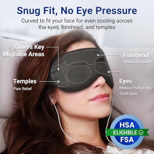Cooling Eye Mask for Puffy Eyes, Dark Circles & Migraine Relief, Reusable Gel Cold Compress with Adjustable Strap for Headaches, Tired Eyes, Sleep & Post-Surgery Care, Black — view 5