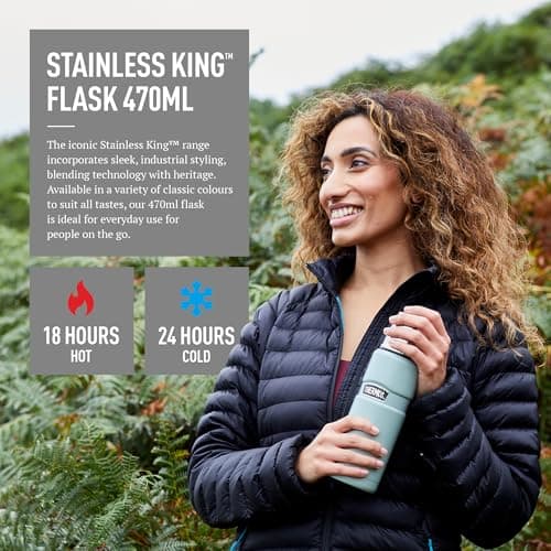 Thermos Stainless King Gun Metal Drinks Flask (470ml) 18h Hot | 24h Cold — view 3