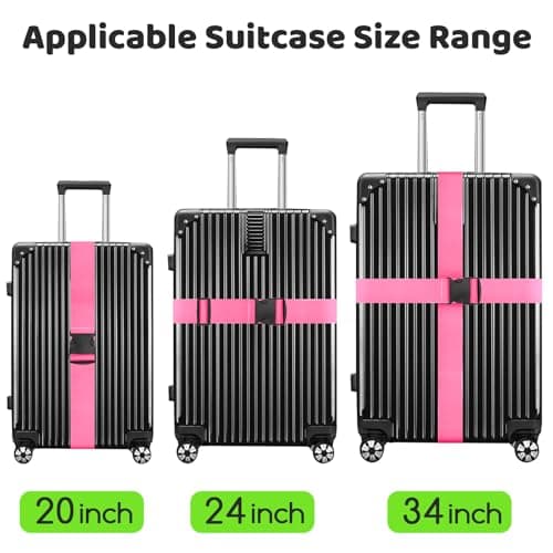 WISYOK Luggage Straps Extended, 2 Pack, 130-250cm Adjustable, Pink — view 3