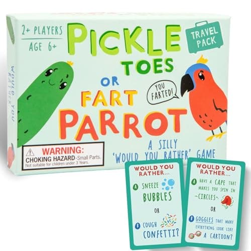 Boxer Gifts Pickle Toes or Fart Parrot – Would You Rather Game for Kids & Families, Travel Edition, Fun, Ages 6+