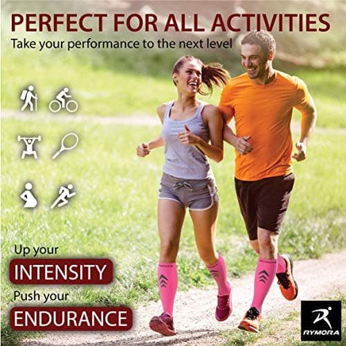 Compression Socks for Women and Men (Pair) (Cushioned) (Pink) (Small) [S] — view 5