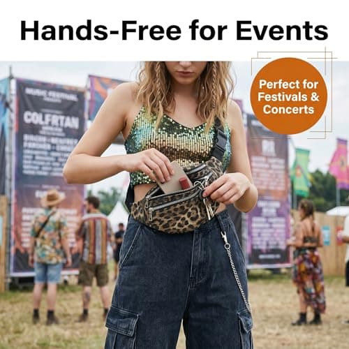 Leopard Print Bumbags for Ladies, Bum Bag Festival with Adjustable Strap — view 5