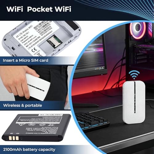 4G/5G Portable WiFi Router with SIM Card Slot, 150Mbps High-Speed Pocket WiFi for Laptop, LTE Mobile Hotspot with a Powerful 2100mAh Battery for Outdoor Travel Camping Party Caravan Phone Laptop — view 2
