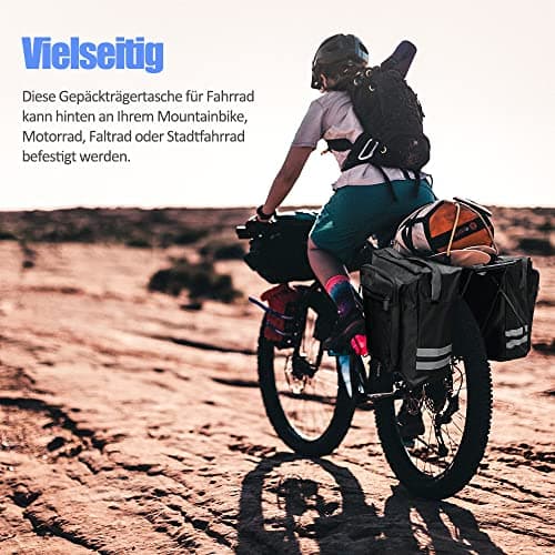 Tyuodna 30L Waterproof Bike Pannier Bag, Double Rear Rack Bags with Reflective Stripe, for Commute, Travel and Picnic (Red) — view 5