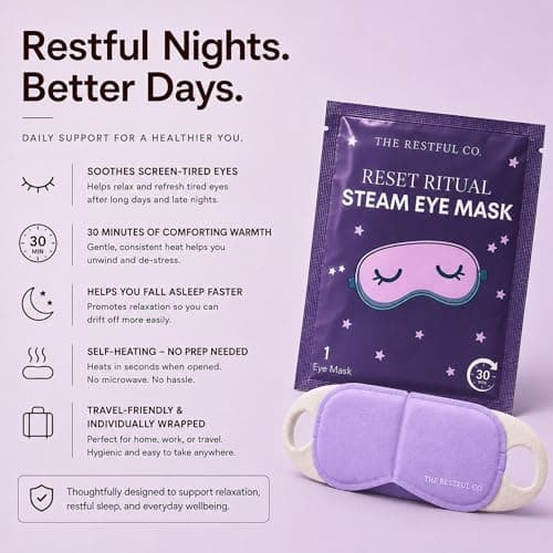 Heated Eye Mask – Reset Ritual 20 Pack Self Heating Steam Eye Masks with Lavender, Disposable Warm Eye Compress for Dry & Tired Eyes, Sleep, Travel & Screen Fatigue, No Microwave Needed — view 2