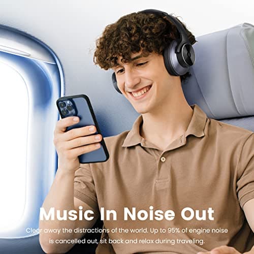 OneOdio A10 Hybrid Active Noise Cancelling Headphones [62 Hrs Playtime] Wireless Bluetooth Over Ear Headphones with Hi-Res Audio, Transparency Mode, Deep Bass, CVC 8.0, for Travel PC Home Office — view 2