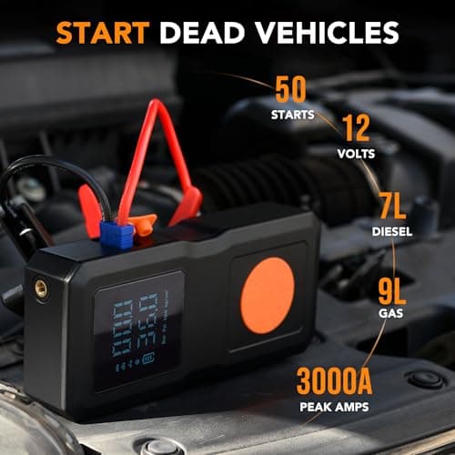9-in-1 Jump Starter Power Pack with Air Compressor 150PSI, 4500A Car Battery Booster Jump Starter for 9L Gas/8L Diesel, Car Starter Power Bank with Jump leads Car Accessories Jump Starter — view 2