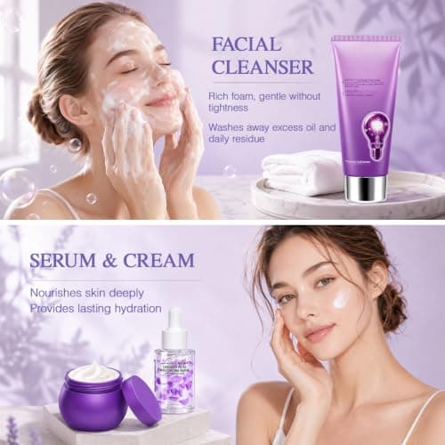 Lavender Skincare Set,10 PCS Skin Care Set For Women,Travel Skincare Set — view 3