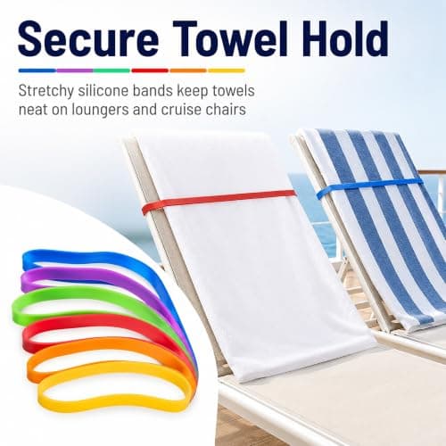 ZAYSY 6 Pcs Silicone Towel Bands for Sun Loungers - Beach and Cruise Chairs — view 2