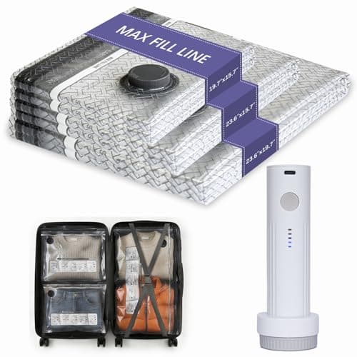 Vacuum Travel Bags with Cordless Electric Pump, 9 Pcs Super handy - Strong Vacuum Storage Bags Space Saver for Clothes, Travel,Home Organization (3 Large/3 Medium/3 Small)