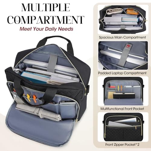 IGOLUMON Laptop Bags for Women 17.3 Inch Work Bags for Women Messenger Bag — view 3