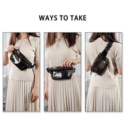 TINYAT Clear Fanny Pack Transparent Women Holographic Bum Bag Waterproof PVC Fashion Waist Belt Bag Sling Pocket Super Lightweight for Concerts Watching Matches Party T1952 — view 2