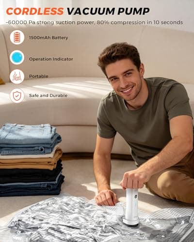 ANBIUX 15 Pack -60000PA Vacuum Storage Bags with Pump & Luggage Scale — view 6