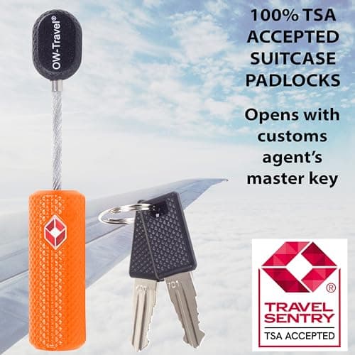 OW-Travel Suitcase Locks with Keys, TSA Approved Luggage Padlocks, Orange 2 — view 4