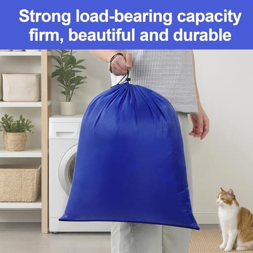 OTraki 2-Pack Travel Laundry Bags 70x90cm, Waterproof Dirty Laundry Hamper, Drawstring Laundry Bag, Large Foldable Laundry Bag with Drawstring for Camping, Dormitories and Travel Laundry Room, Black — view 5