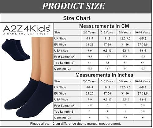 A2Z 4 Kids 6 Pack Girls Boys Plain Trainer - Socks AZ750 Navy 6 Pack 2-3 — view 6