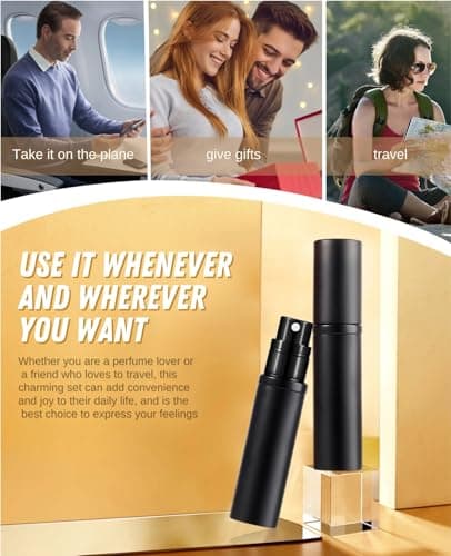 ASADAYS Portable Perfume Atomiser Refillable - 5ml Empty Travel Spray Bottle, Nano Mist, Bottom Filling Mini Atomizer, Pocket Size Cologne Dispenser for Women and Men (Black, CA) — view 6
