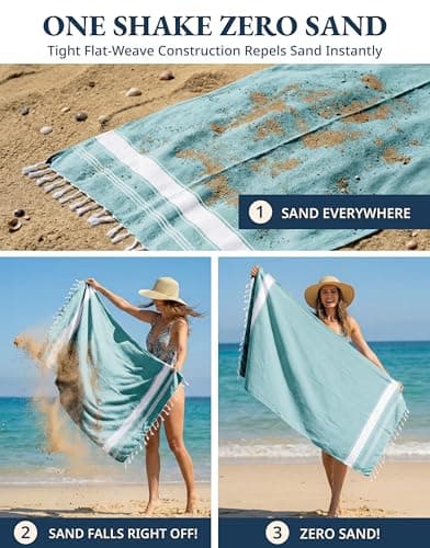 LANE LINEN Oversized Turkish Beach Towels – 2 Pack, Quick Dry & Sand-Free Cotton Blend, Pre-Washed Swim Towels for Adults, Hunter Green — view 5