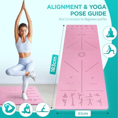 OUTDOUSE TPE Yoga Mats for Women,Pink Purple 183x61x0.6cm — view 2