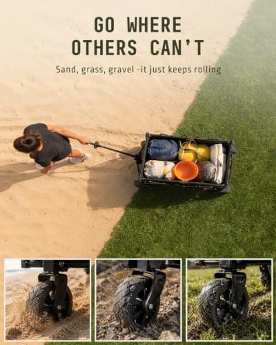 Voyager Folding Camping Wagon 70L, Collapsible Festival Trolley, Black — view 4