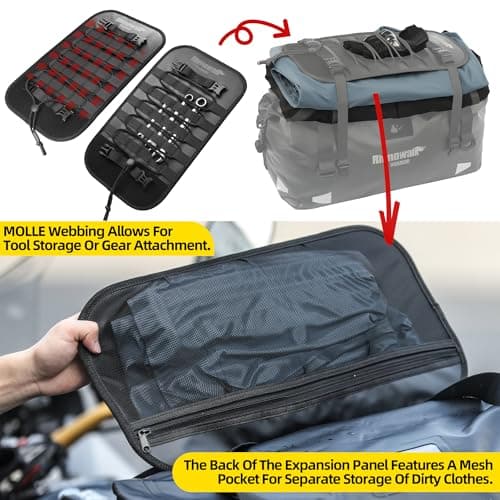 abamita Motorcycle Tail Bag Waterproof 20L 40L 65L Roll Top Dry Bag Motorbike Rear Seat Bag Duffel Luggage for Touring Commuting Camping — view 4