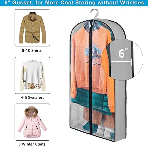 Eindas 4 Pack Clothes Covers with Zip, 40'' (102cm) Garment Bags Storage Gusseted Suit Protector Breathable Hanging Bag Jacket Coat for Wardrobe (4Pack-100CM) — view 2