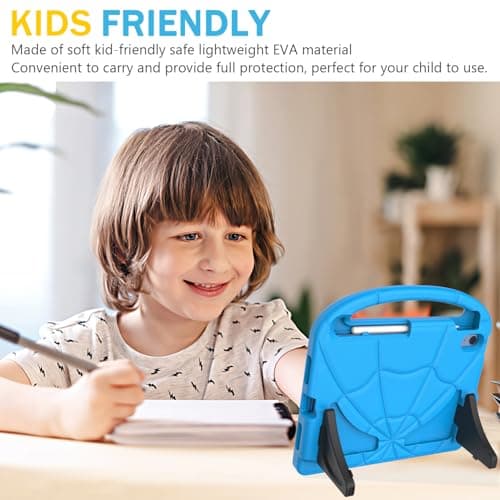 Kids Case for iPad (A16) 11th Generation 11 inch 2025/iPad 10th Generation 10.9 inch 2022, Mansiruyi Shockproof Handle Stand iPad 10.9 inch/11 inch Case with Built-in Screen Protector for Kids - Blue — view 5
