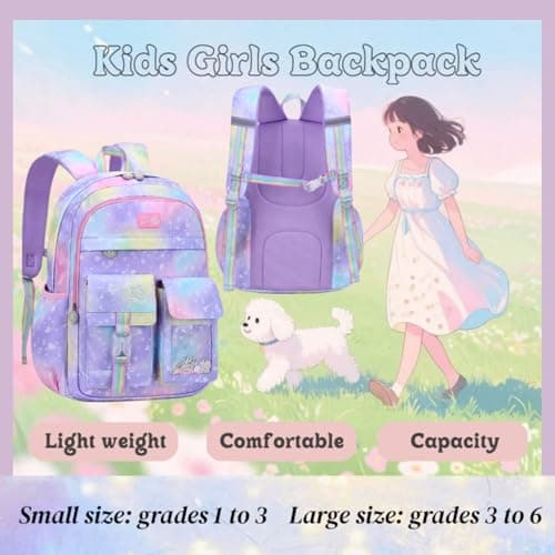 VIDOSCLA Cute Coloful Casual Daypack for Girls,Teens Elementary School Backpack,Primary Book Bags forTeens Gradient pink-S — view 2