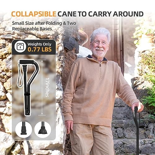 BeneCane Walking Cane for Men & Women Adjustable Cane with Offset Soft Cushioned Handle -Portable Lightweight Sturdy Mobility Walker Aid for Elderly, Seniors Collapsible Cane — view 6