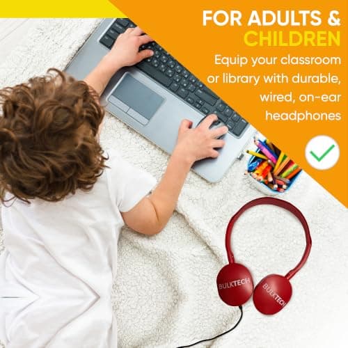 10 Pack Bulk Wired On-Ear Rubber Headphones with 3.5mm Connector, Multi — view 6