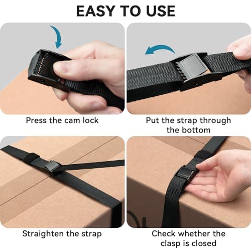 Ohuhu Tie Down Straps 10 Pack, Heavy Duty Tensioning Belts, 2.5m Adjustable Lashing Straps Cargo Straps 250kg Loading Capacity for Motorcycle, Cargo, Trucks, Trailer, Luggage, Quick Release, Black — view 5