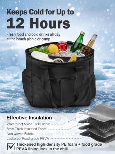 2 in 1 Insulated Dry-wet Separation Cooler Backpack Shoulder Bag 12-Hour Cold Retention, Large Leakproof Soft Cooler Bag, Waterproof Travel Cooler for Beach, Picnic, Camping for Women Black — view 3