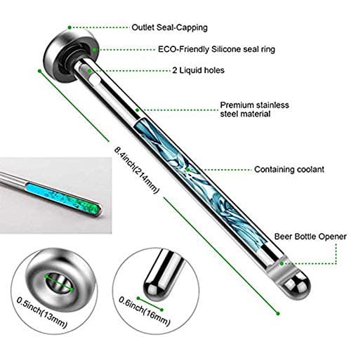 Stainless Steel Beverage Beer Chiller Stick Drink Bottle Rod Instant Portable Cooling Sticks Merrday Stainless Steel Tumbler Beer Brewing Wort Chiller for Home, Pool, Beach and BBQ — view 3