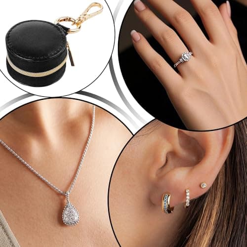 Travel Ring Holder - Ring Holder Pouch | Necklace Organizer | Organizer Pouch with Zipper Closure Box Backpack Women Girls Sports Gym Car Work Travel Storage Accessory Compact Portable Bag — view 5