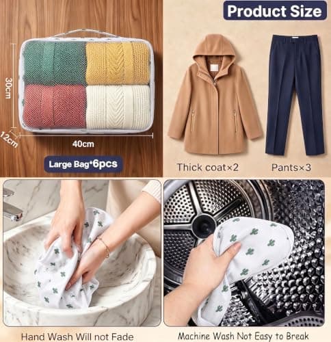 6pcs Foldable Large Packing Cubes, Travel Suitcases Organiser — view 6