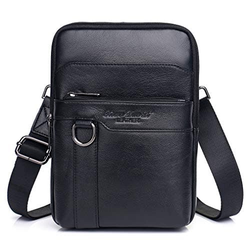Xieben Vintage Leather Shoulder Messenger Bag for Men Travel Business Small Crossbody Pack Wallet Phone Pouch Purse Bag Black
